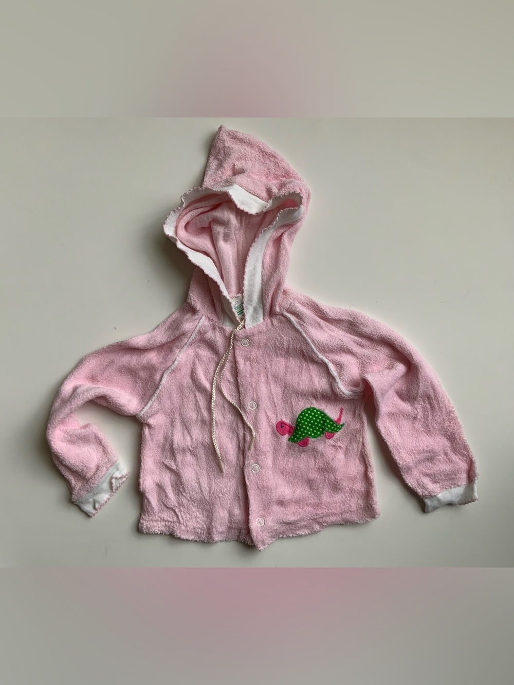 Vintage 90s Terrycloth Pink Hooded Baby Jacket